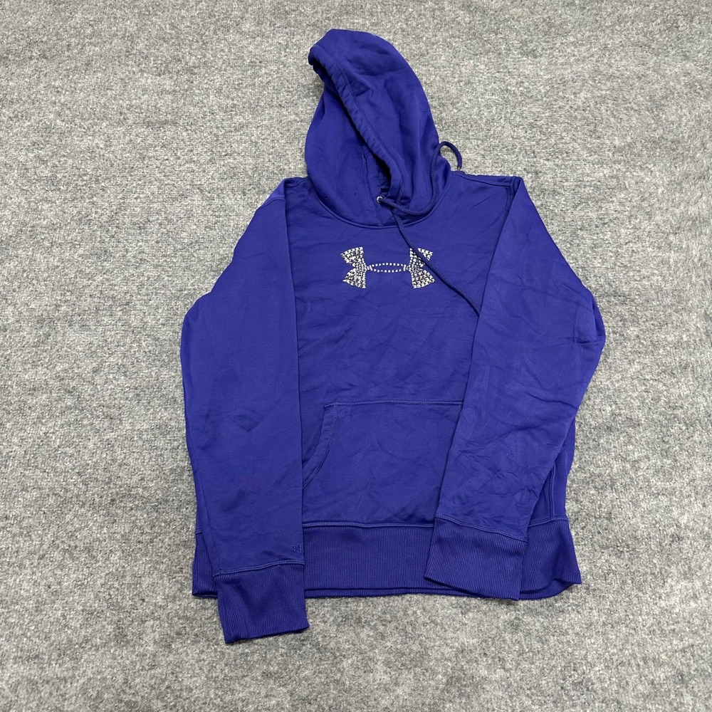 Under Armour Hoodie Womens Size M Purple Studded Logo Storm Fleece Pullover